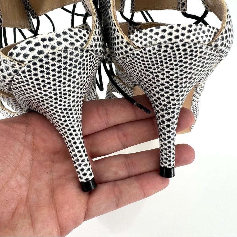 Loeffler Randall Luiza Lizard Print Lace-Up Gladiator Heeled Sandals 9 - Picture 14 of 16